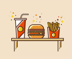 新手福利！教你用AI繪製漢堡包速食組合